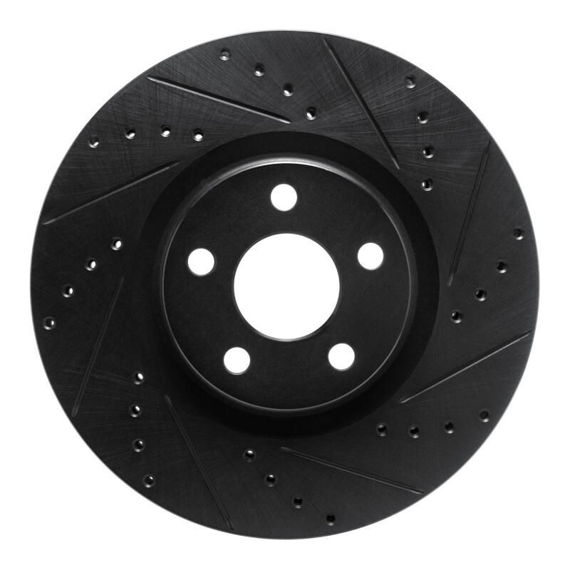 Ford Edge Brake Rotor (1) - Front Right - R1 Concepts - Drilled & Slotted - Black - `15-`20